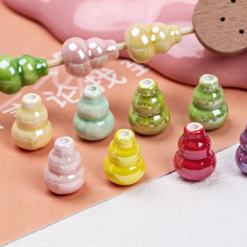 14*11mm colorful gourd vertical hole ceramic beaded diy handmade car hanging mobile phone chain bracelet accessories material loose beads