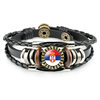 Cross-Border New Accessories European Country Flag Pattern Time Gemstone Leather Bracelet Retro Accessories