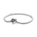 Silver leaf buckle snake bone chain
