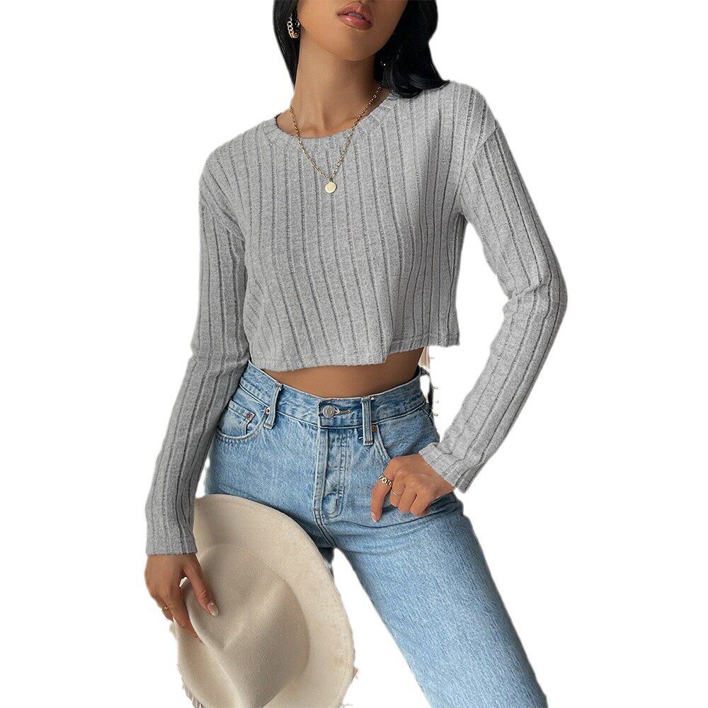 Casual Womens T Shirt Short Cropped Style Solid Color Simple Design Spring Summer Commuter Wear Wholesale Available