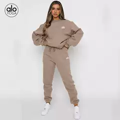 Cross-Border Autumn Winter Warm Printed Round Neck Pullover Long Pants Women's Fashion Casual Sweatshirt Women's Set