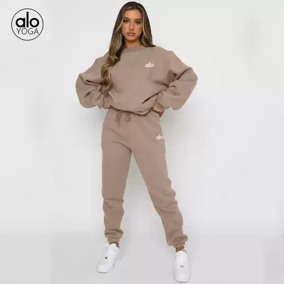 Cross-Border Autumn Winter Warm Printed Round Neck Pullover Long Pants Women's Fashion Casual Sweatshirt Women's Set