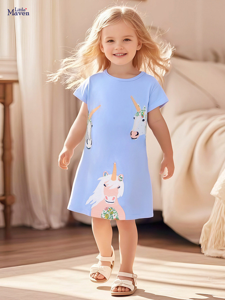 Girls' Summer Cartoon Dress, Casual Kids' Dress Wholesale