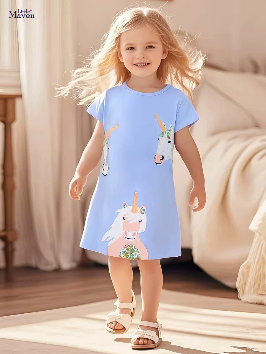 Girls' Summer Cartoon Dress, Casual Kids' Dress Wholesale