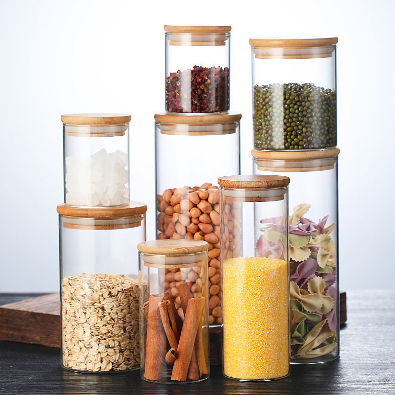 Factory supply borosilicate glass sealed jar straight tea jar dried fruit snack multi-grain storage bottle storage jar