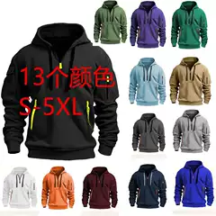 Cross-Border Export European Size Spring and Autumn Men's Sweatshirt Hooded Zipper Multi-Pocket Pullover Men's Sports Casual Jacket