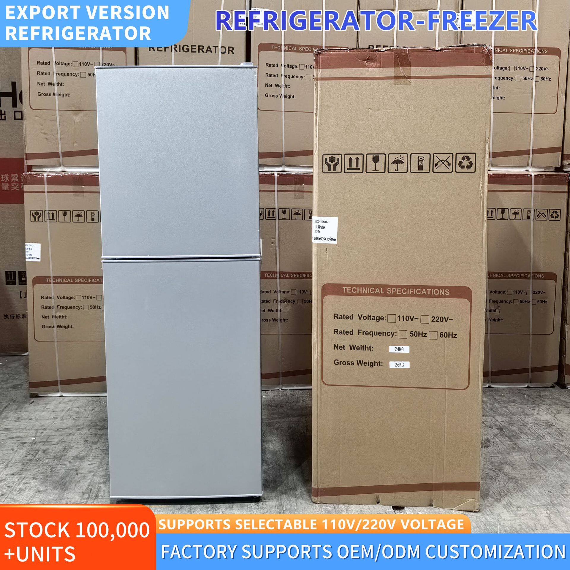 ส่งออก Cross-border การค้าต่างประเทศตู้เย็นประตูคู่ refrige...