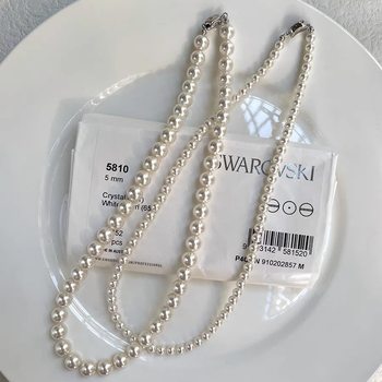 Fever Same Style French Autumn and Winter Natural Freshwater Pearl Necklace Women's Niche High-End Neck Chain Sweater Chain Short Style