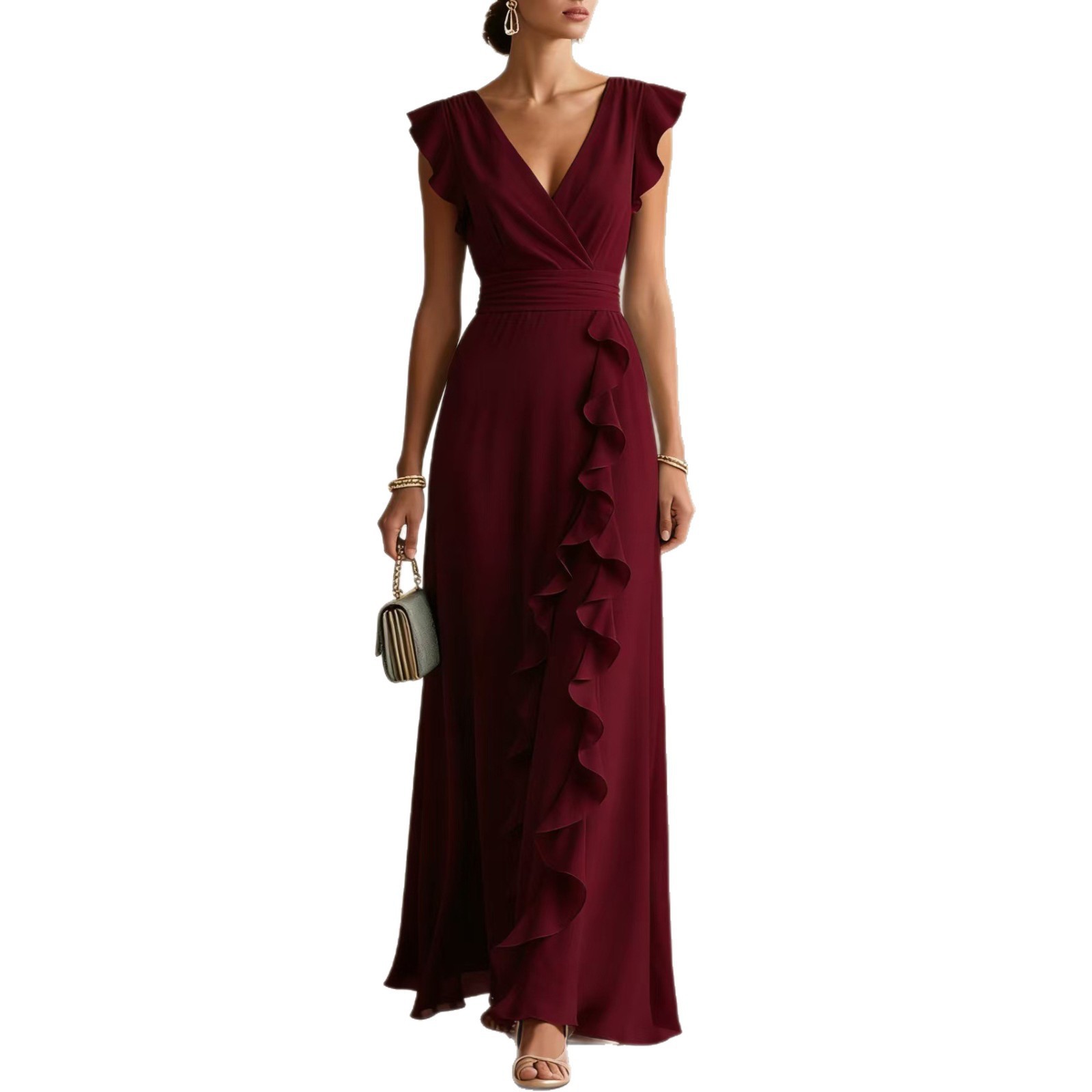 Elegant Womens Dress High End Design Solid Color French Style Perfect for Daily Wear and Special Occasions