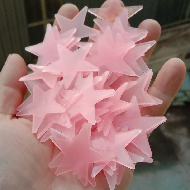 2-3cm夜光星星墙贴装饰荧光五角星跨境彩色发光门窗贴立体冰箱贴