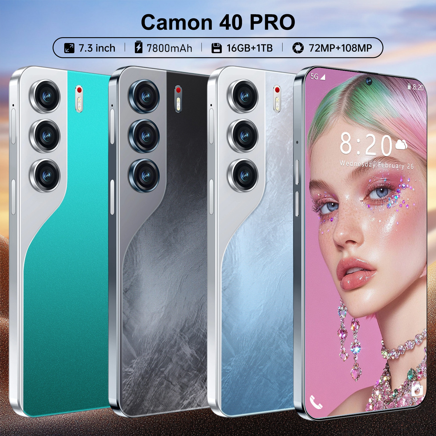 跨境手机Camon 40 Pro 高内存7.3寸incell屏2+16安卓智能手机批发