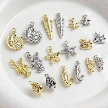 Ocean Pendant Conch Crab Lobster Small Fish Seahorse Pendant Pendant DIY Handmade Beaded Earrings Jewelry Accessories