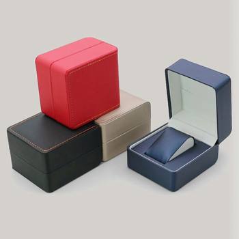 Exquisite Brushed Pattern Watch Box Pu Leather Pull-String Watch Storage Box Flip Jewelry Gift Display Packaging Watch Box