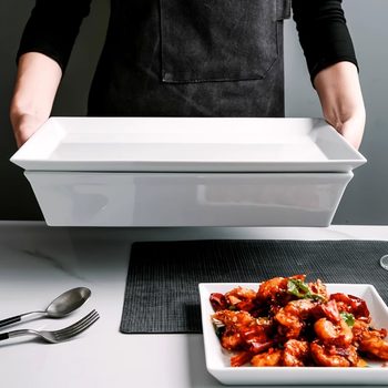 Creative rectangular dish European-style Western-style large deep plate high-end hotel shallow plate combination high-grade ceramic tableware