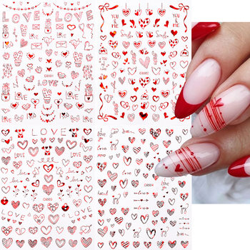 Amazon hot selling Valentine's Day love nail stickers four-color romantic Valentine's Day Women's adhesive nail decoration stickers
