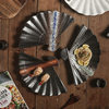 Cross-Border Japanese Cuisine Black Tableware Commercial Izakaya Sushi Sashimi Barbecue Plate Home Retro Fan-Shaped Dinner Plate