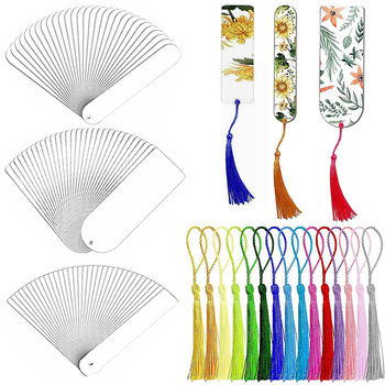 Blank Transparent Acrylic Bookmark DIY Tassel Pendant Party Decoration Tag Creative Label Planner