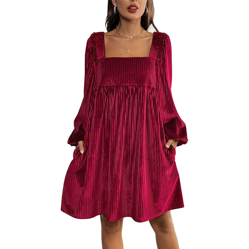 Velvet Party Dress Loose Fit Elegant Style Christmas Theme Wholesale Available fast shipping