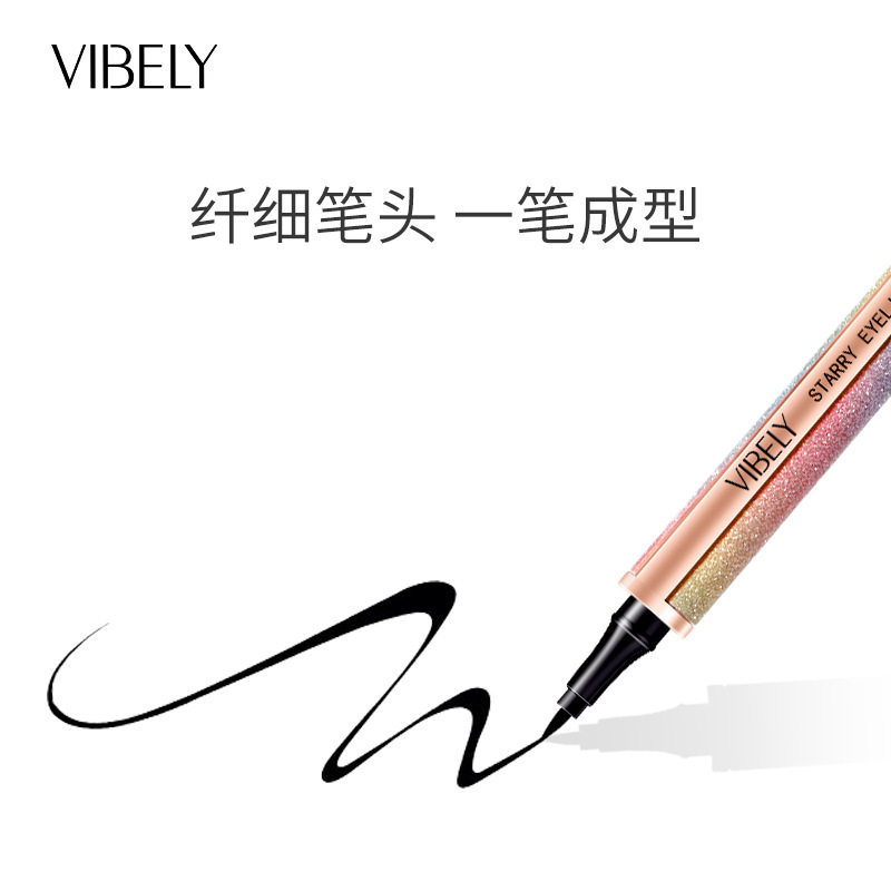 Vibely Starry Sky Sparkling Cross-Border Liquid Eyeliner Pen, Long-Lasting Waterproof and Sweat-Proof, Not Easy to Smudge, Fake Plain Eyeliner