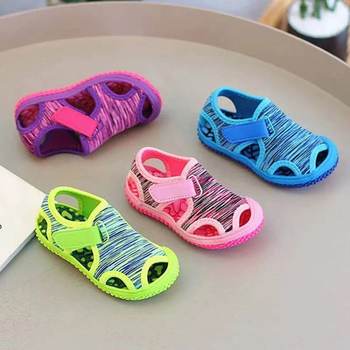 2022 Summer New Children's Sandals Soft Bottom Beach Shoes Velcro Breathable Mesh Mesh Shoes for Boys and Girls