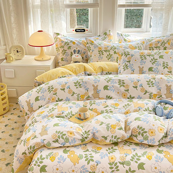 Cotton high-grade 60 bed four-piece set long staple cotton spring and summer quilt cover bed hat cotton factory wholesale student dormitory
