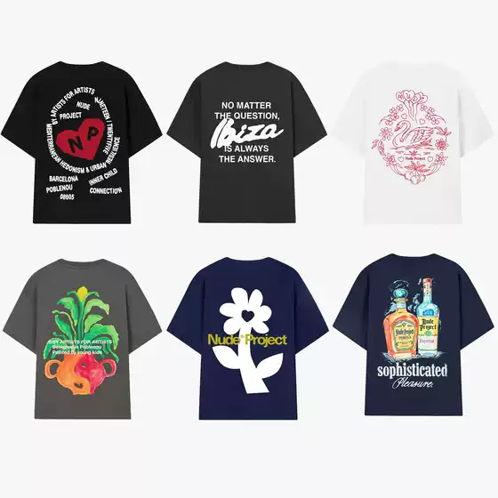 26Nudepro new spring/summer European and American trendy brand printed unisex basic tee pure cotton short-sleeve T-shirt