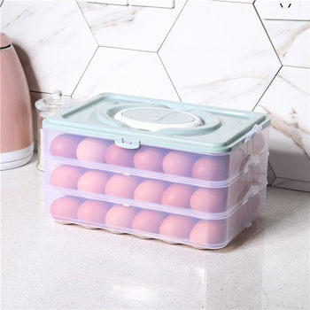 Household refrigerator egg storage box 24-grid crisper multi-layer plastic food fruit and vegetable refrigerated box egg tray