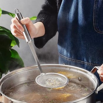 304 kitchen oil filter spoon stainless steel juice filter mesh leakage 80 mesh soybean milk oil grid household oil filter spoon