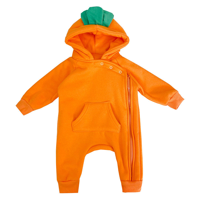 Cross-border ins Korean version of baby autumn and winter plus velvet hoodie baby climbing clothes cute baby go-out jumpsuit thick