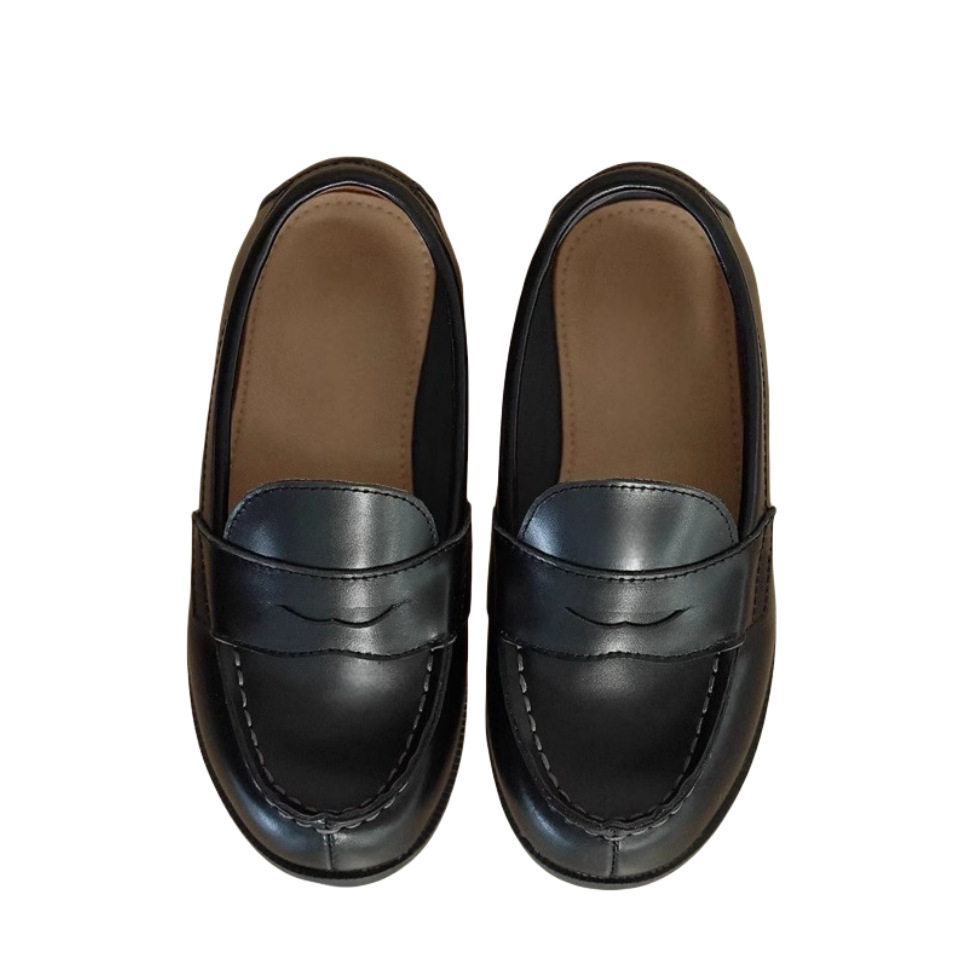 Korean Style Cowhide Girls Retro Loafers 2025 New Style Princess Style Kidsren's Leather Shoes Baby Soft Sole Shoes