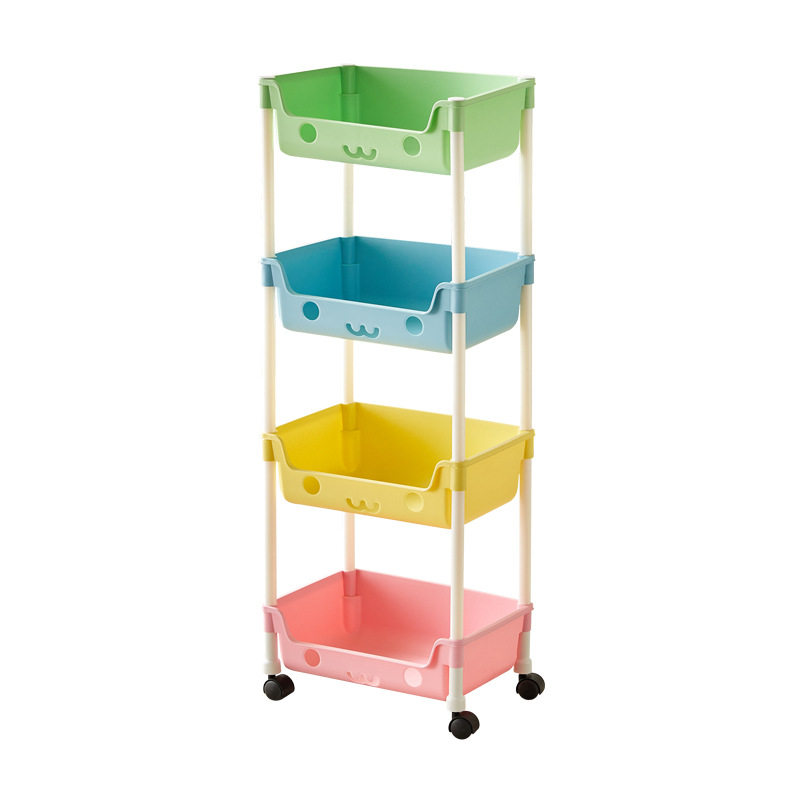 Trolley Storage Rack Floor-Standing Household Snack Children's Toy Storage Rack Multi-Layer Plastic Removable Storage Rack