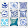 Cross-Border Amazon Modern Blue and White Porcelain Series Sofa Cushion Pillowcase Headboard Bedroom Backrest Pillow Soft Decoration