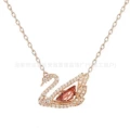 Smart red diamond swan rose gold necklace