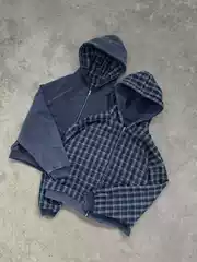 Cross-Border European and American Ins-Style Unique Plaid Reversible Hooded Sweatshirt Long-Sleeve Pullover Retro Jacket Street Fashion