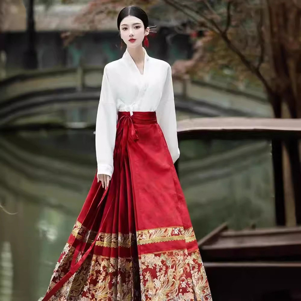 New Chinese style light Chinese style vest skirt suit women's autumn and winter elegant knitted long-sleeved top skirt two-piece set