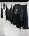 All-over beaded solid color-7-piece set-black