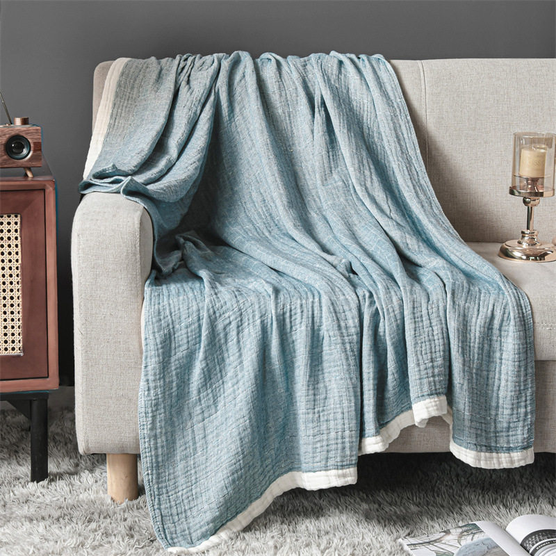 Source Manufacturer Wholesale Cross-Border Classic Plain Cotton Gauze Blanket Multi-Layer Towel Quilt Sofa Blanket Air-Conditioning Quilt