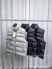 Fall/Winter Best Seller D&G Style Stand Collar Zip-Up All-Over Jacquard Quilted Padded Vest, Thickened Unisex Sleeveless Warm Jacket