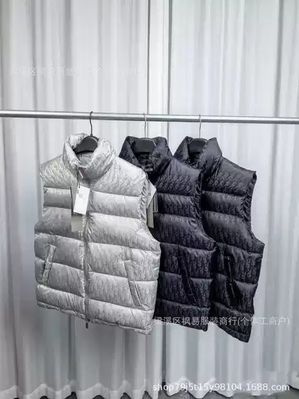 Best-Selling Fall/Winter Quilted Zip-Up Vest for Men and Women - Stand Collar, All-Over Jacquard Print, Thick Warm Padded Sleeveless Jacket