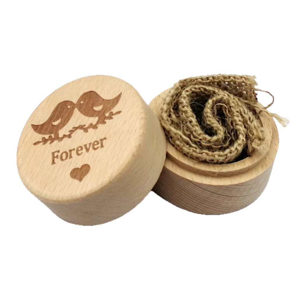 Beech Ring Box Jewelry Bracelet Storage Box Round Flip-Top Wooden Box Kidsren's Tooth Replacement Commemorative Box Solid Wood Storage Box