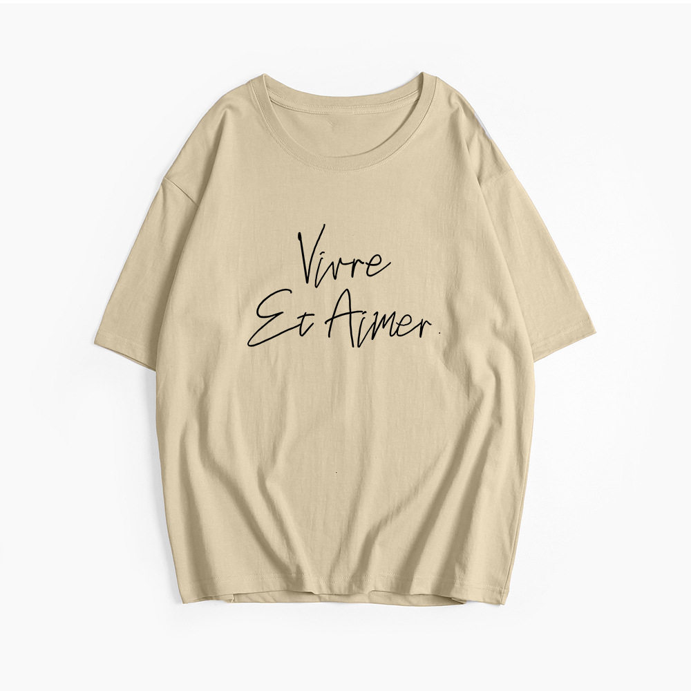 Womens Summer Loose Fit Cotton T Shirt Graphic Print Round Neck Short Sleeve Casual Wear Wholesale Available