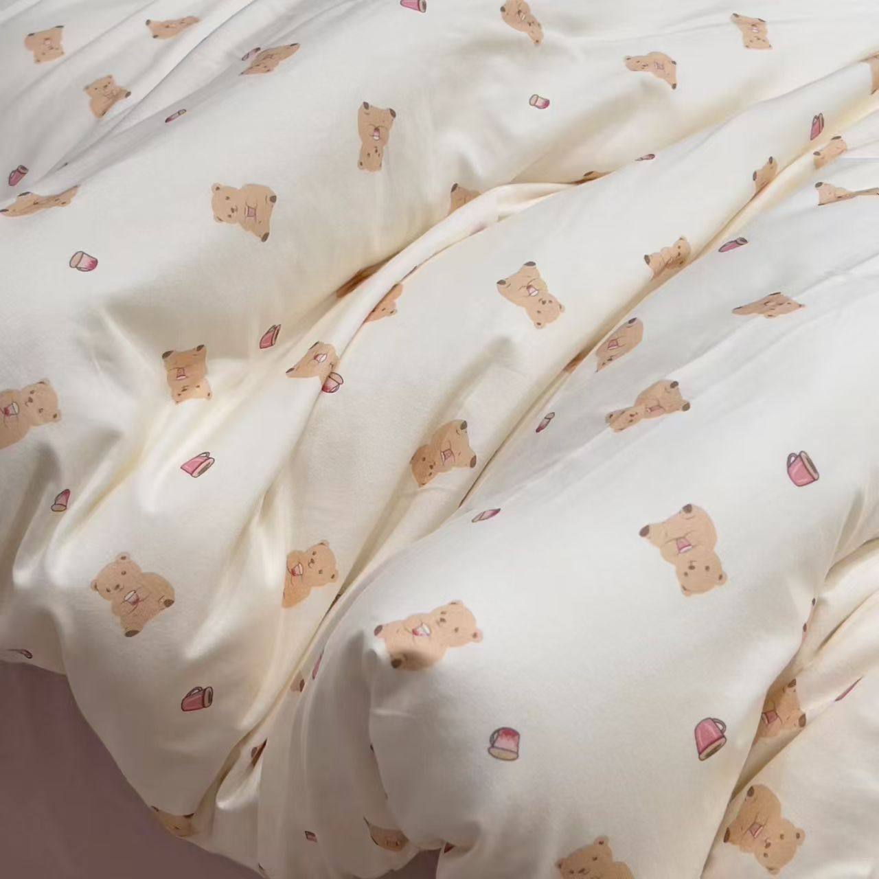 Cotton Imported Knitted Cotton Tianzhu Cotton Four-Piece Set Cartoon Printed Quilt Cover Super Soft Class a Pure Cotton Set Wholesale