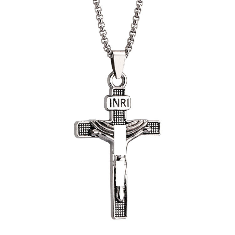 2026 New European and American Style Cross Necklace for Men, Simple Long Gothic Retro Stainless Steel Non-Fading Pendant for Women