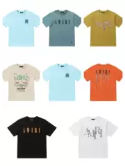 Amiri American Trendy Brand High Street Loose Half-Sleeved T-Shirt for Men and Women, Summer Thin Round Neck Short Sleeves for Men and Women