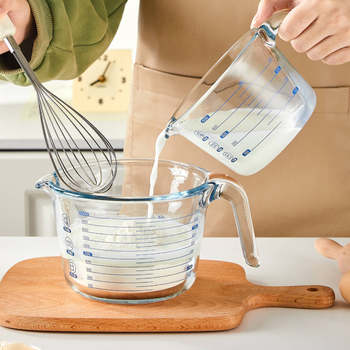High Borosilicate Glass Measuring Cup Milk Cup Kitchen Egg Beating Bowl Large Capacity with Scale High Temperature Resistant Baking Tool