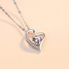 S925 Neck Chain Love Heart Shape Necklace Female Zircon Pendant Light Luxury Niche Design Girlfriend Birthday Gift Clavicle Chain