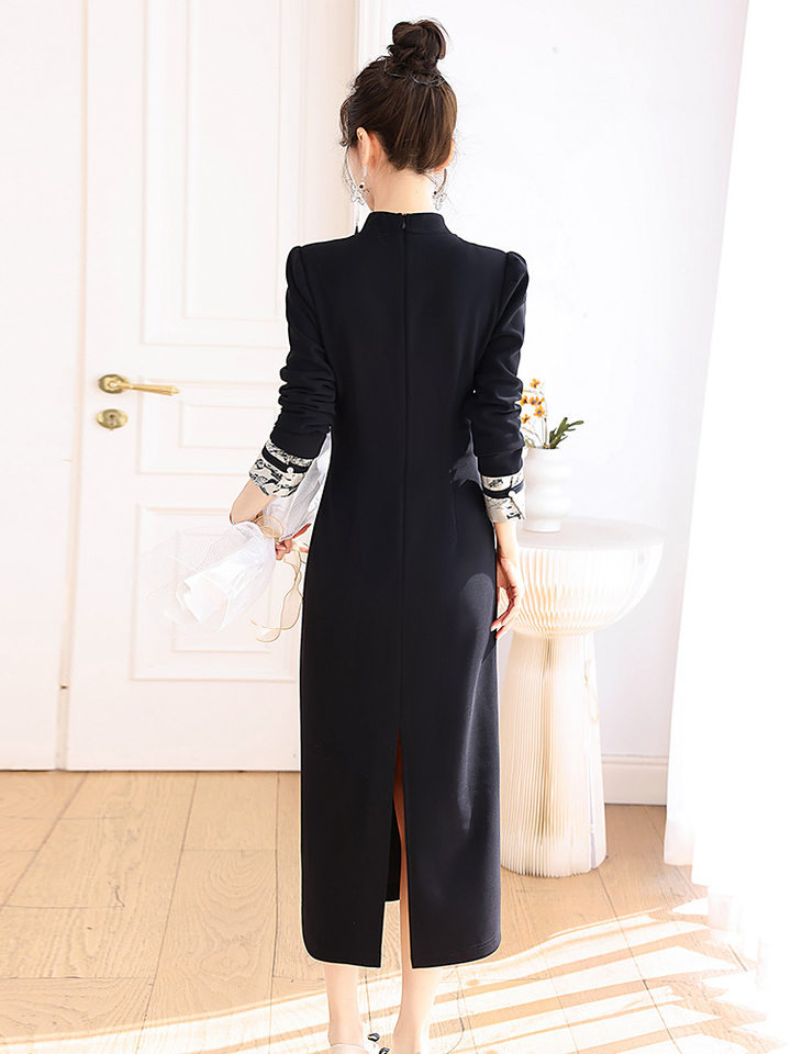 Set Áo Khoác và Chân Váy Dáng Ôm Họa Tiết Thêu Thanh Lịch Màu Đen