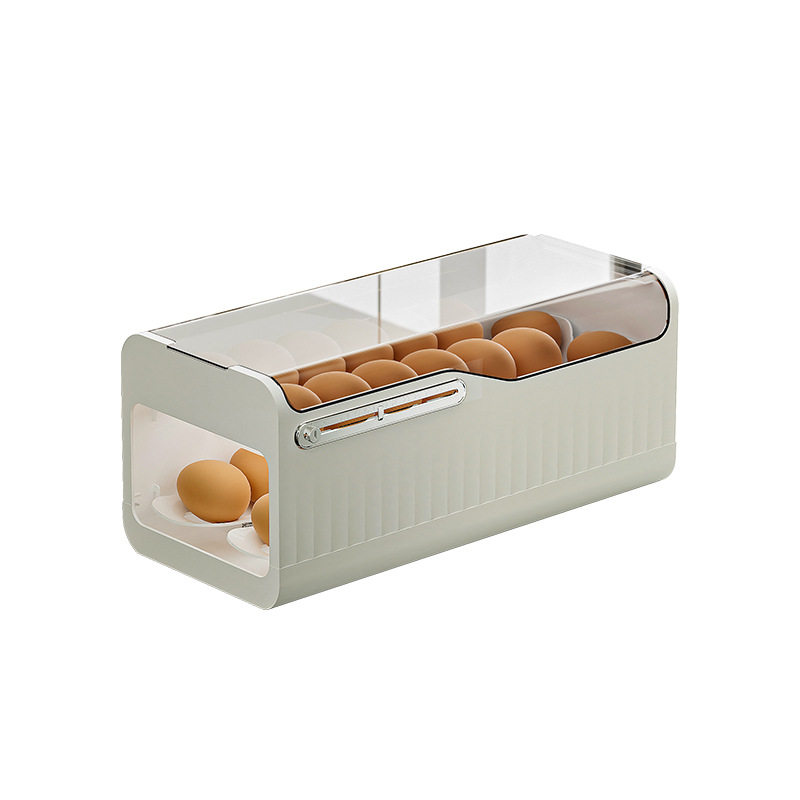 Slide Chronograph Egg Storage Box Refrigerator Side Door Storage and Arrangement Special Kitchen Fresh-keeping Rack Shelf-mounted Roll-away Egg Artifact