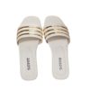 Wholesale Cross-Border Women's Shoes, Ladies' Fashion Slippers, Classic and Versatile Metal-Decorated Square-Toed Flat Sandals with Leopard Print