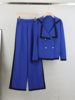 Autumn New Style Chanel Style Elegant Long-sleeved Knitted Laps Cardigan suit Women's Slim-fit Slimming Wide-leg Pants Two-piece Set